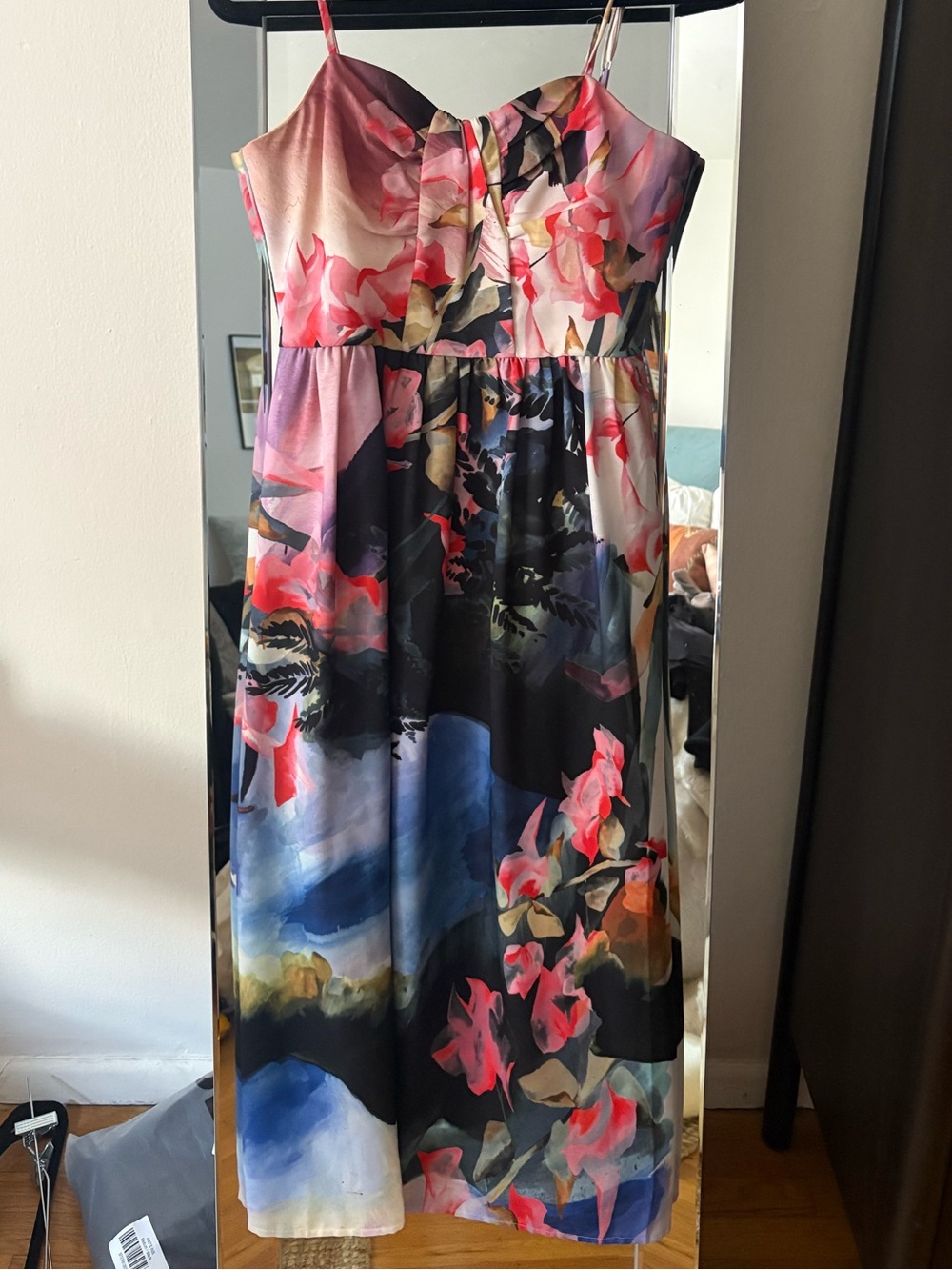 Floral Multicolor Spaghetti-Strap Maxi Dress